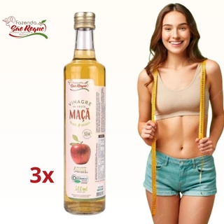 3 UND Vinagre de Maçã Orgânico - 4,2 Acidez - Fazenda São Roque 500 ml