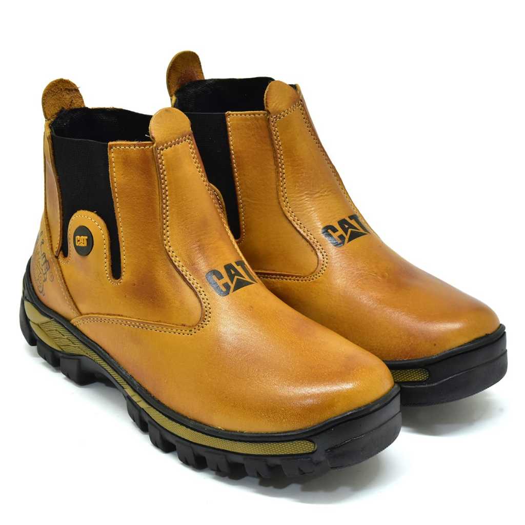 Bota CAT Couro Látego Sola Antiderrapante Super Conforto | Shopee Brasil