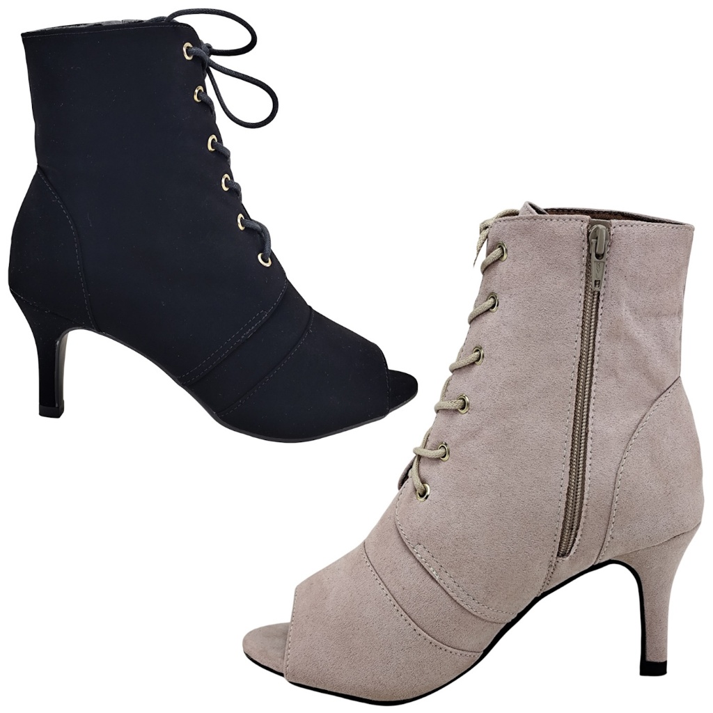 Ankle Boot Feminina Bota Cano Curto Aberta Na Frente Bota Coturno