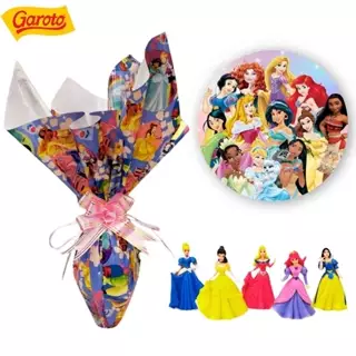 Kit Ovo de Pascoa Meninas Princesas 250 Gramas + 1 Brinde Exclusivo Boneca Princesas Meninas