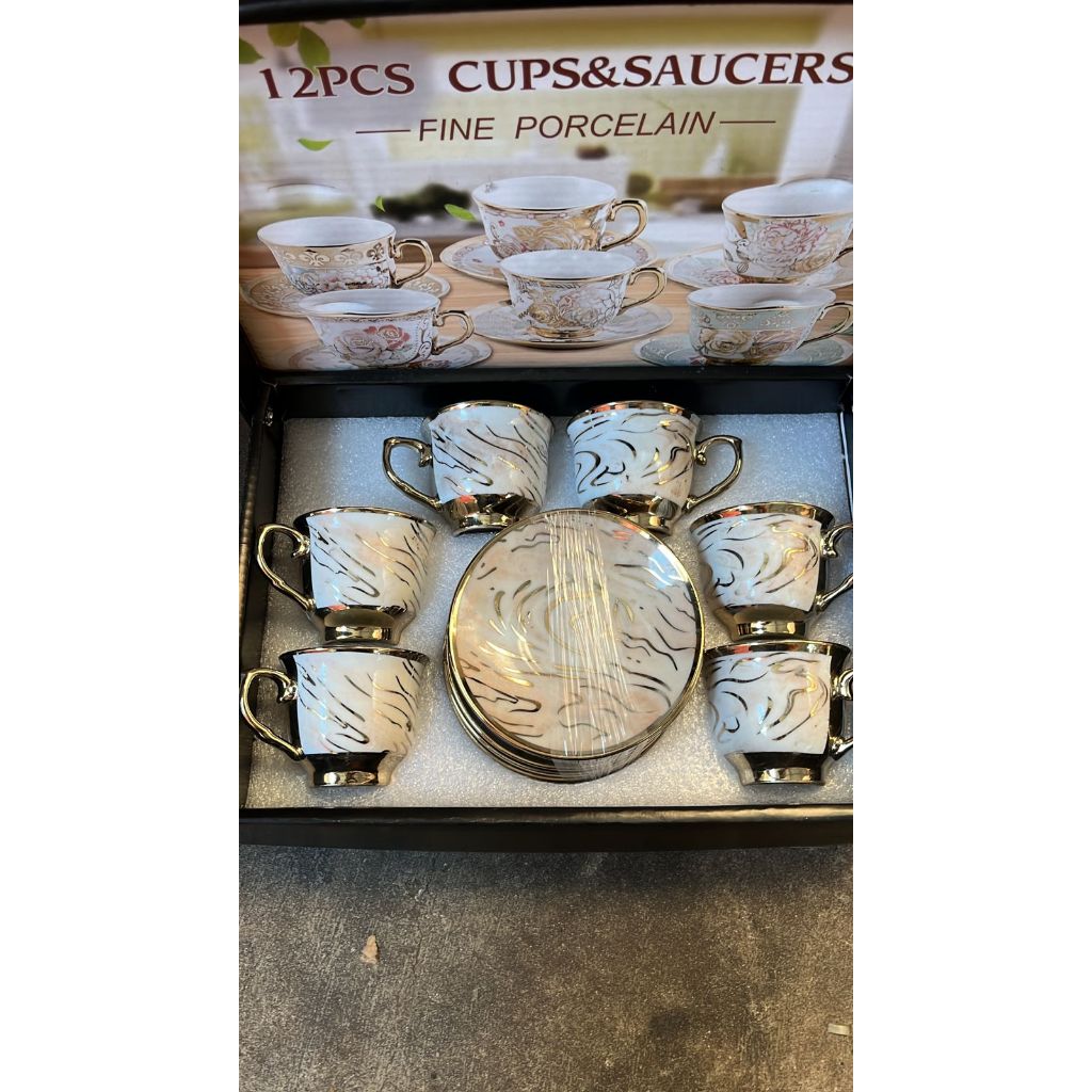 Xícara de café kit com 12 peças de Cerâmica em porcelana mega top