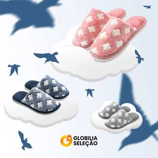 Pantufa Chinelo De Casa Feminina Menina Pelúcia Confortável Inverno KT3509NU em Oferta na Shopee