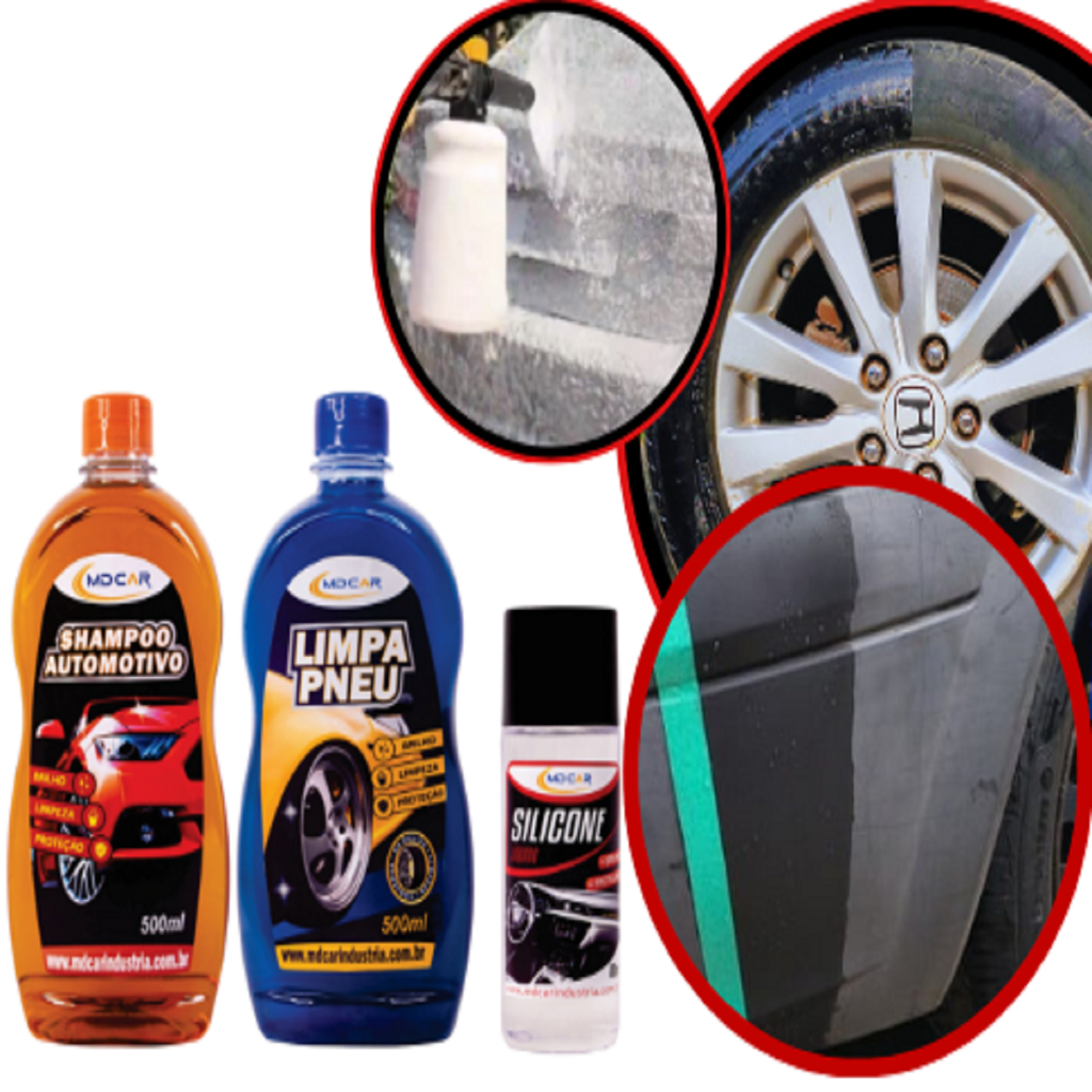 Kit Para Lavar Carro Completo -Shampoo Automotivo - Pretinho para pneu ...