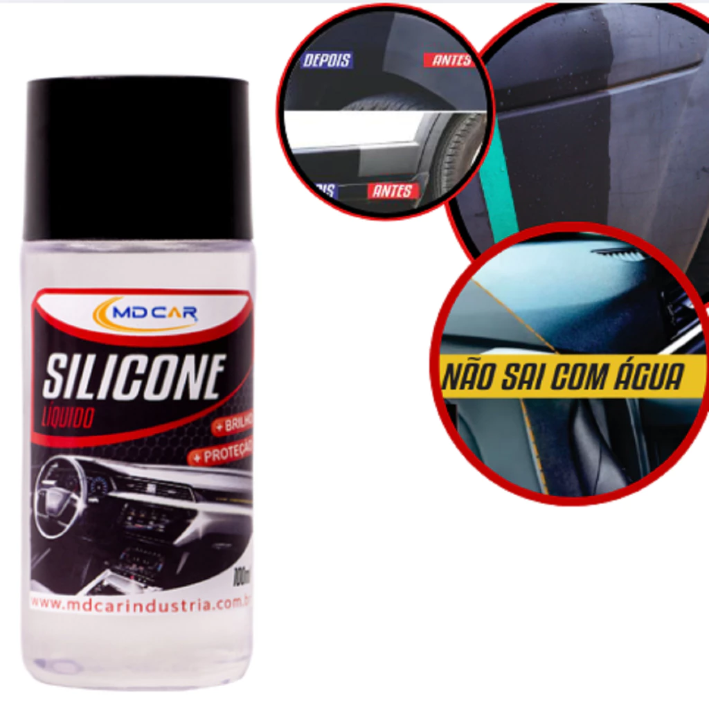Restaurador e Revitalizador Plástico Automotivo - Silicone Liquida - MdCar 100ml  NÃO SAI NA ÁGUA!