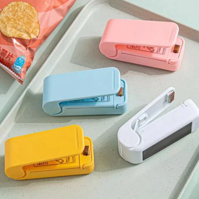 Mini Seladora Portátil Com Imã 9x5cm Lacradora Embalagens Plásticos A Pilha Para Cozinha Top Útil Multiuso Universal