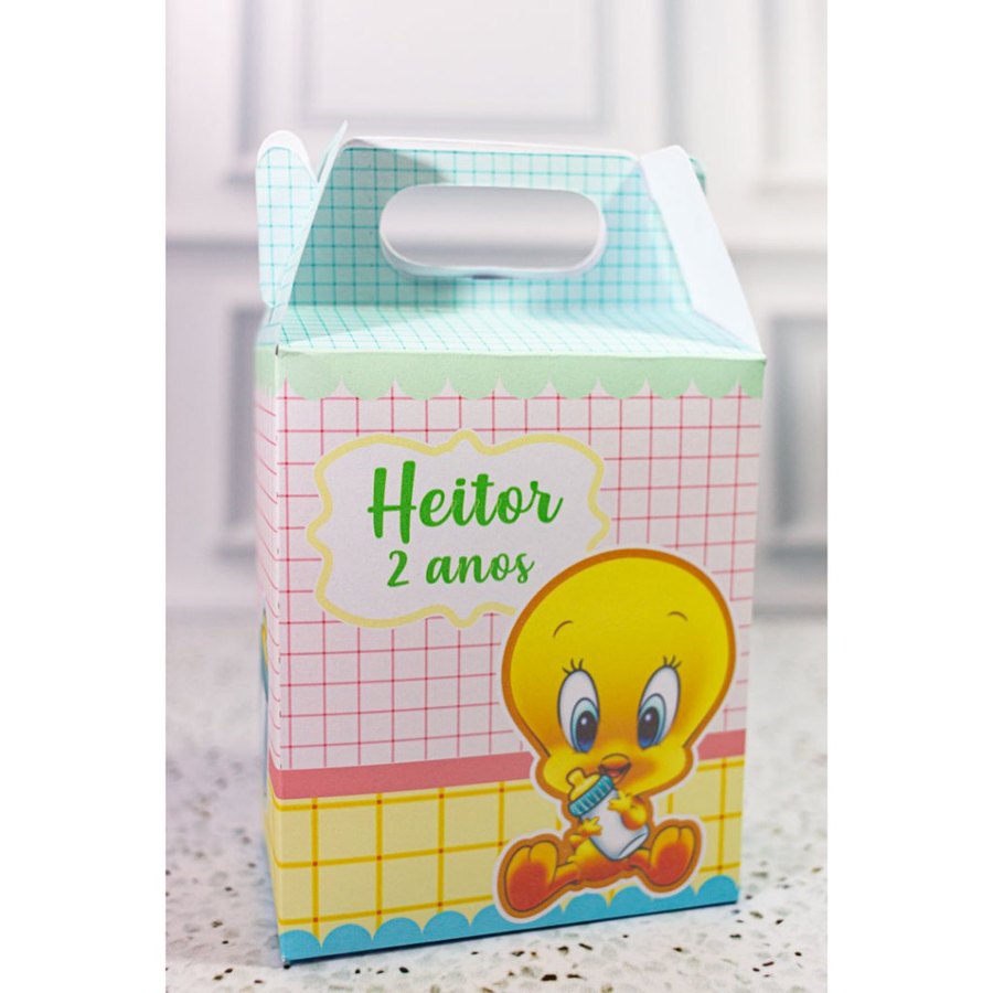 Caixinha Maleta Baby Looney Tunes para Festa Personalizada - Lembrancinha para Festa