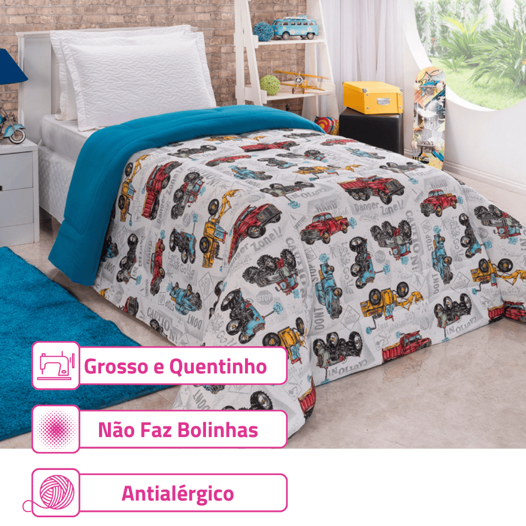 Edredom Colcha de Solteiro Infantil Menina e Menino Algodão Muito Macio Quentinho