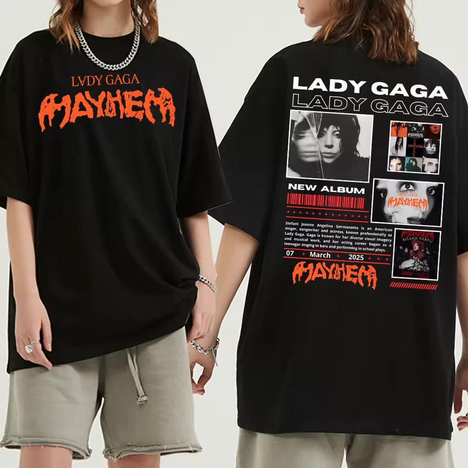 Camiseta Basica e OVERSIZED Lady Gaga Mayhem Album Diva World Tour