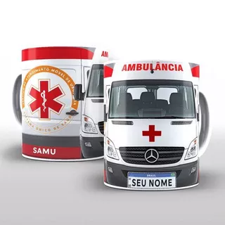 Caneca Ambulância Socorrista Enfermeiro Enfermagem Motorista Condutor Personalizada 325ml AMB01