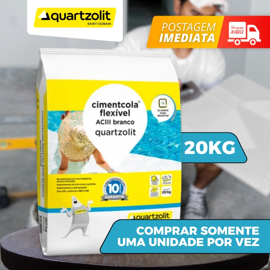 Argamassa Porcelanato Cimentcola Ac3 Quartzolit 20kg Branco | Shopee Brasil