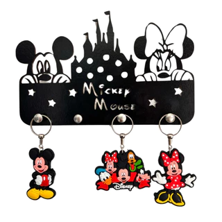 Porta Chaves De Madeira Mickey E Minnie Chaveiros