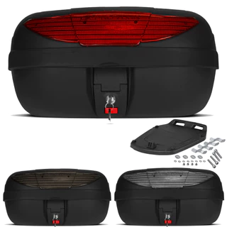 Baú Bauleto Moto Smartbox 2 45 Litros Preto Com Conjunto Fixação Vermelho Fumê e Cristal - Pro Tork
