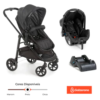 Carrinho de Bebê Olympus Moisés Passeio 3 em 1 Preto Travel System Galzerano em Oferta na Shopee