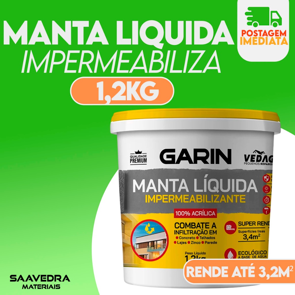 Manta Liquida Combate A Infiltração Lajes E Telhados 1,2kg | Shopee Brasil