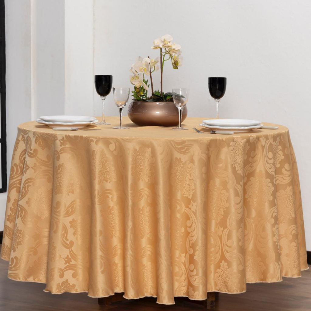 Kit 2 Toalhas de Mesa Redonda 2,00 Metros de diâmetro Jacquard Cobre ...