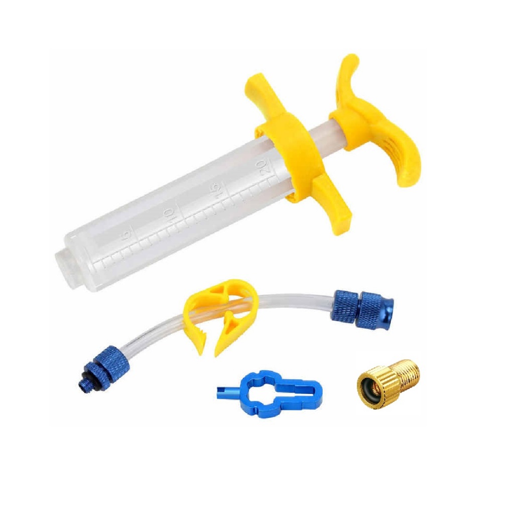 Aplicador Seringa Selante Injetor Bike Tubeless 20ml + Chave Saca Nucleo + Adaptador De Válvula