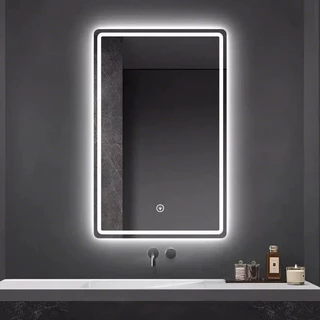 Espelho retangular grande JATEADO Com Led 80x60 4mm com touch screen, FONTE SLIN, decoração