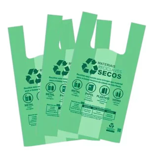 Sacola Plástica Super Reforçada 400 Unidades Biodegradável Verde Lei Prefeitura 30x40 38x50 48x55
