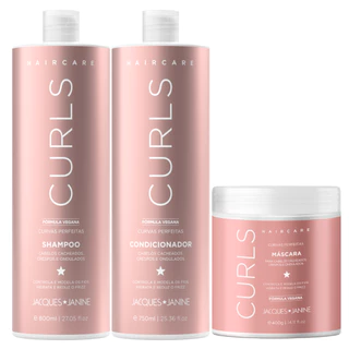 Kit Jacques Janine Hair Care Curls Shampoo 800ml Condicionador 750ml Máscara Creme Hidratação 400g em Oferta na Shopee