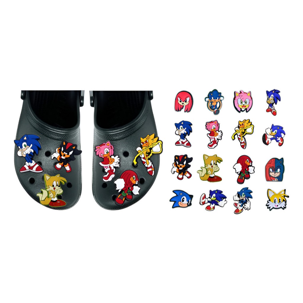 PINS BOTTONS ENFEITE PARA CROC CALÇADOS SONIC SHADOW TAILS KNUCKLES KIT ...