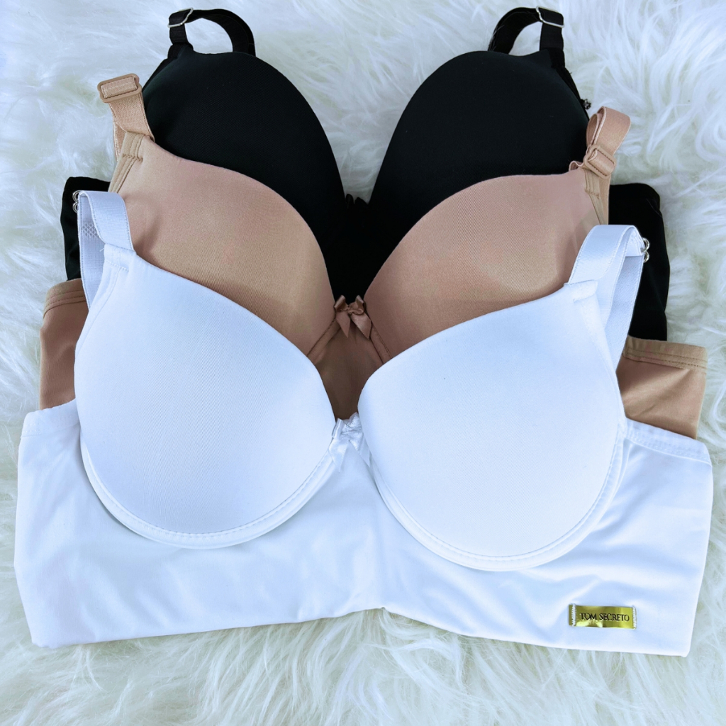 kit c/3 Sutiã Básico Reforçado de Microfibra Com Bojo do P ao GG PROMOÇÃO