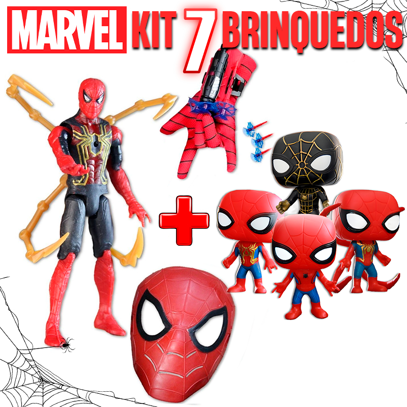 Brinquedo Homem Aranha Lançador de teia e mascara + Bonecos Spider man ...