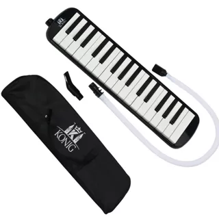 Escaleta Teclado De Sopro 32 Teclas Melodica com capa Bocal e Mangueira Preto Rosa Azul