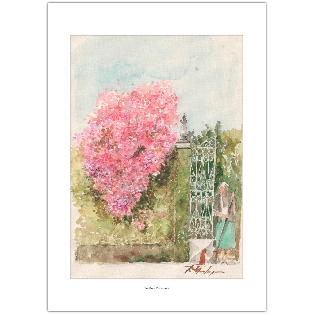 Imagem do produto Portão e Primavera | Arte em Aquarela para Decoração | Quadro Decorativo | Sem Moldura | A4 1