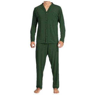 Pijama Manga Longa Masculino Com Botão Pijama Masculino Pós Cirúrgico Pijama Aberto em Oferta na Shopee