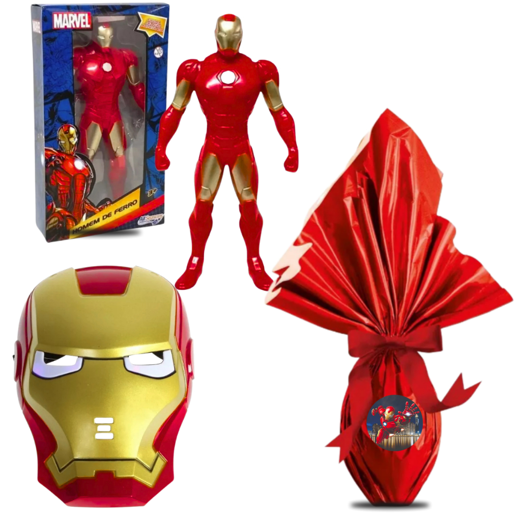 Kit Ovo De Páscoa 250g Homem De Ferro Boneco E Máscara Envio Imediato ...