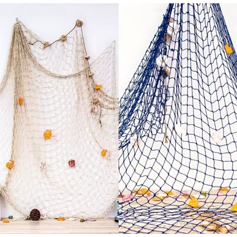 Rede de pesca com conchas