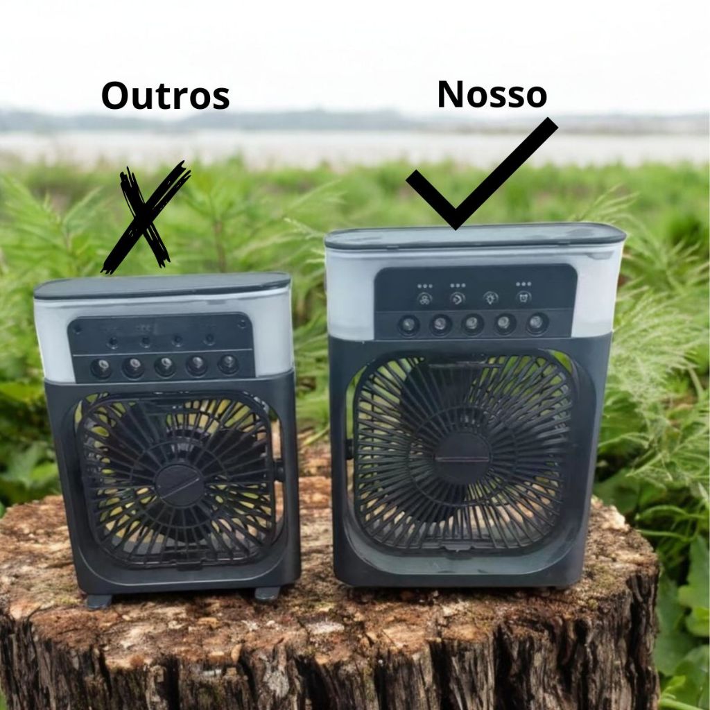 Ventilador Portátil Com Iluminação Umidificador/Climatizador Reservatório De Água Led TIPO C USB