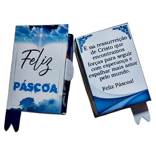 Lembrancinha para a Páscoa – Caixinha Mini Livro Porta Bis (2 Chocolates não inclusos) Pascoa Cruz azul - cód Ca 01 em Oferta na Shopee