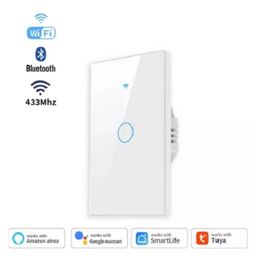 Interruptor Inteligente 1 Botão por Toque, Celular, Alexa ou Google Home