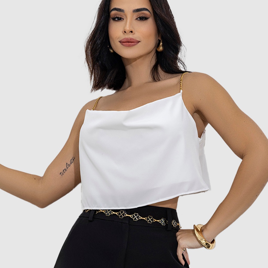 Blusa Feminina Alcinha Soltinha Corrente Social Bata Verão Promoção ...
