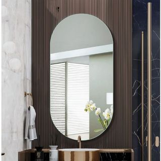 Espelho Oval Grande de Parede com LED Orgânico – Luz Quente e Fria para Banheiro Sala Quarto — foto 3 — Achou Levou Brasil