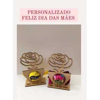 Kit c/ 50 rosa flor com gravação Feliz Dia das Mães  - lembrancinha em Oferta na Shopee