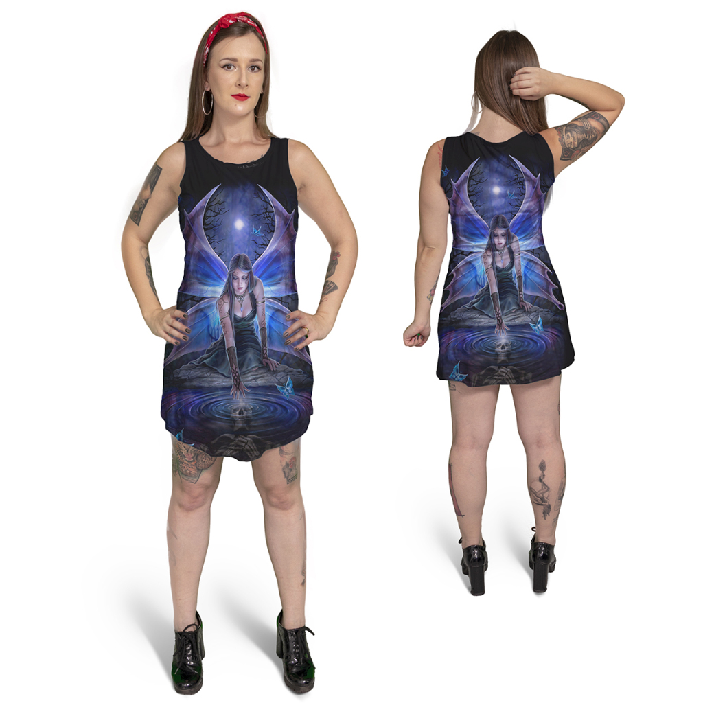 Vestido Regata Curto Feminino t-dress fada forest fairy rock gótico