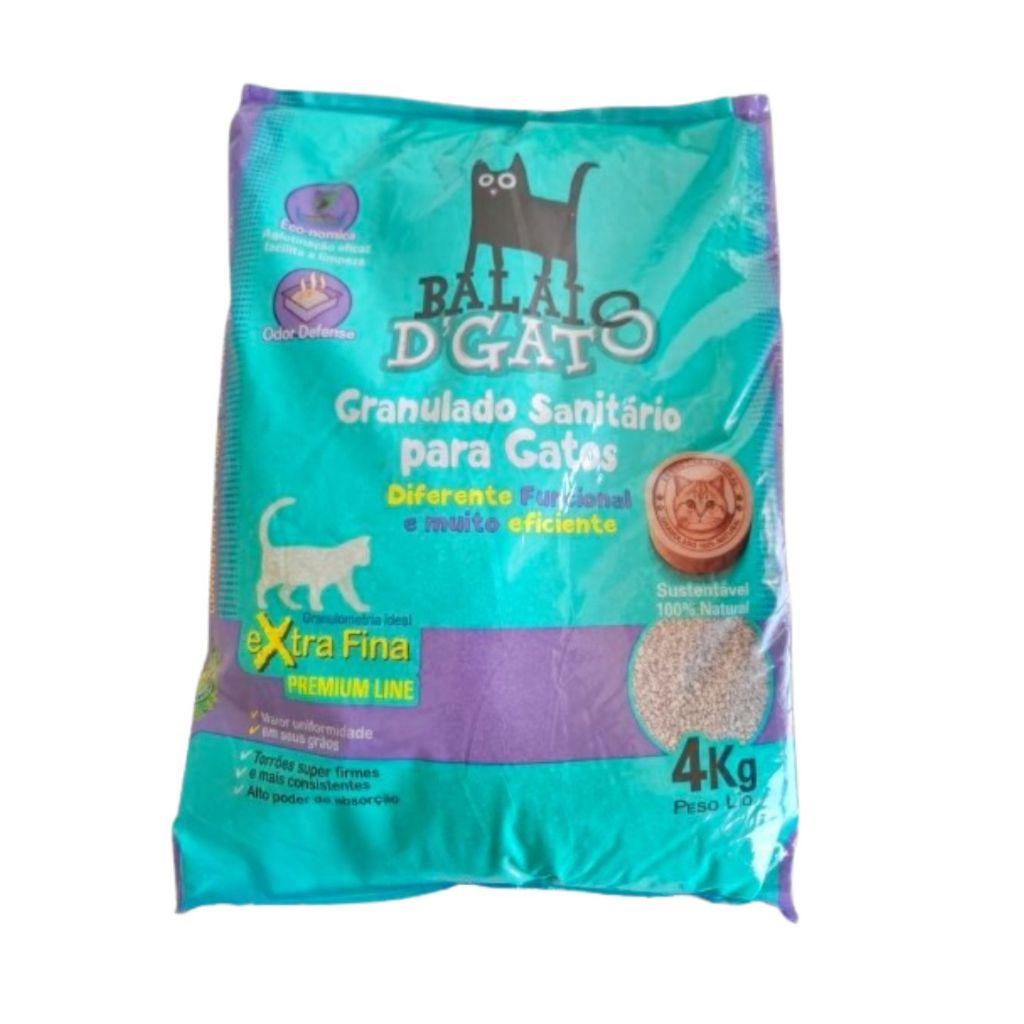 kit: 3 pcts Areia Sanitária para Gatos Balaio D'Gato – Extra Fina Premium Line – 4kg