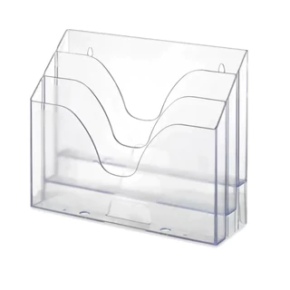 Organizador Cristal Escritório Triplo Porta Documento Waleu em Oferta na Shopee