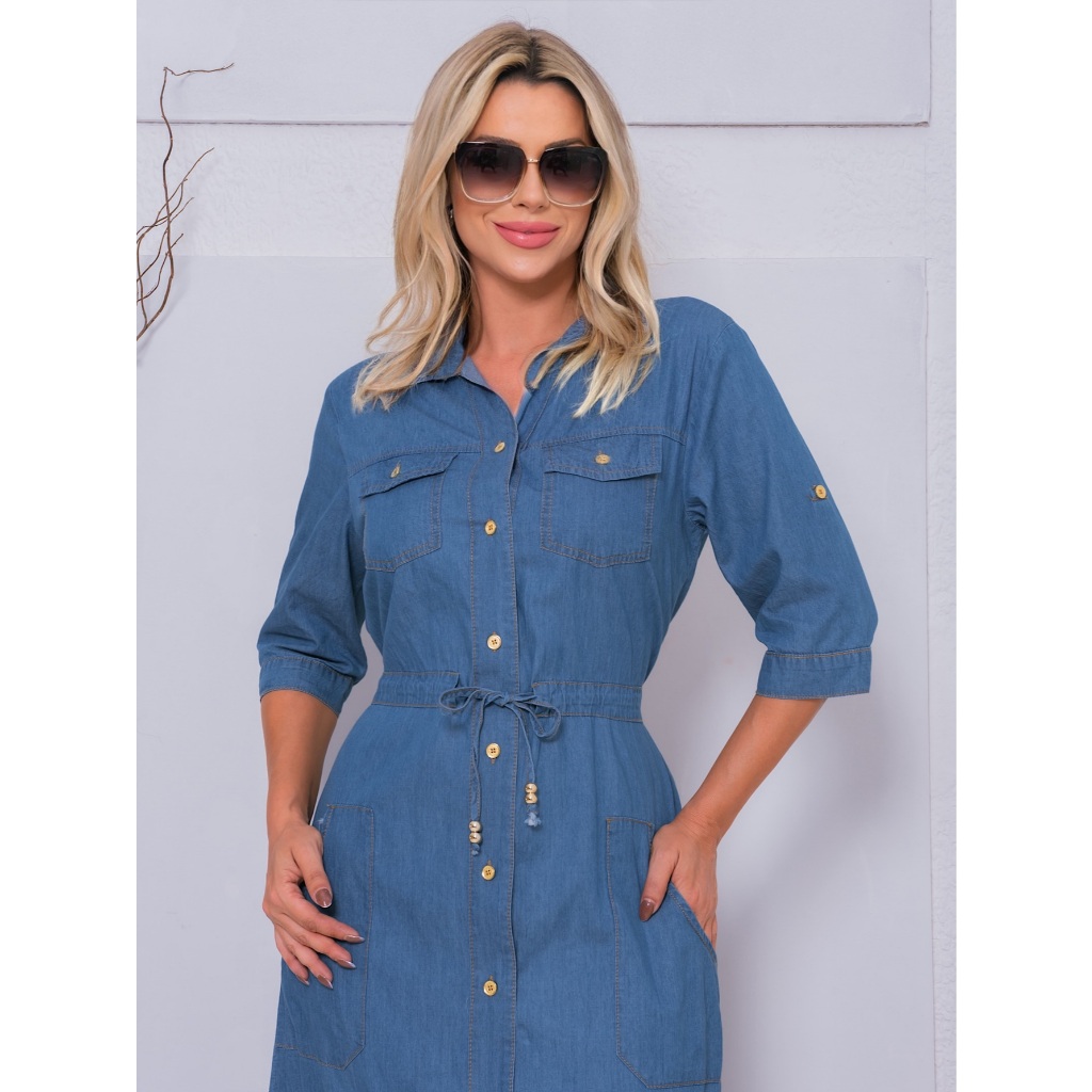 vestido jeans fino com botao, envio aleartorio | Shopee Brasil