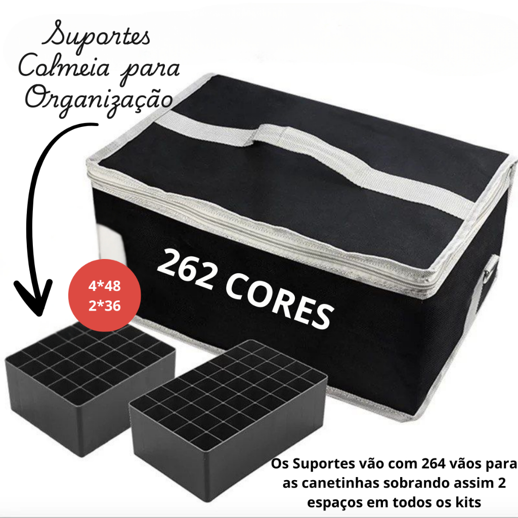 Estojo Canetas Canetinhas Marcador de Ponta Dupla 262 Cores