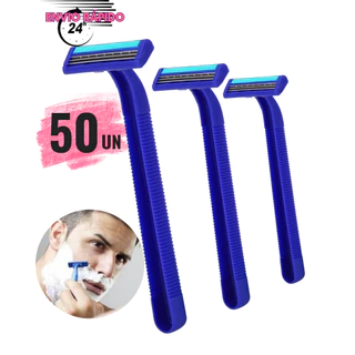Kit Aparelho De Barbear Barbeador Descartável Com 2 lâmina Com Fita Lubrificante Cartela 12 E 25 Unidades
