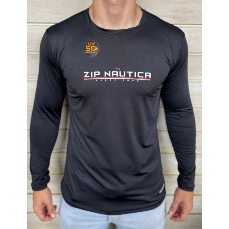 camisa uv zip náutica/uv zip náutica Shopee Brasil
