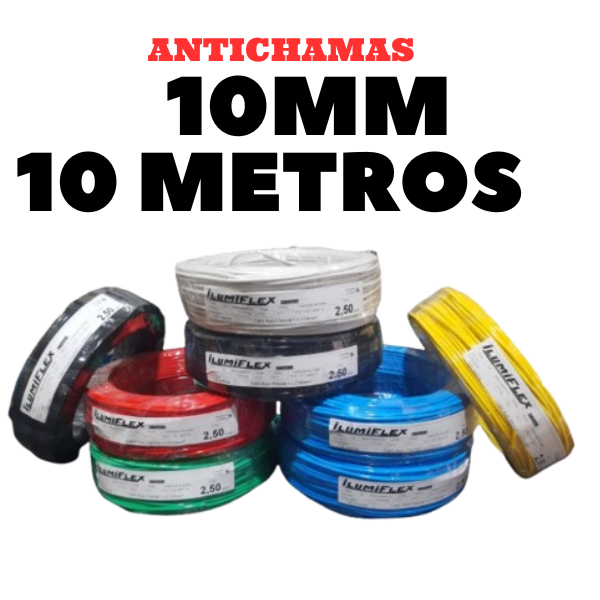 Fio cabo flexível 10MM c/ 10 Metros