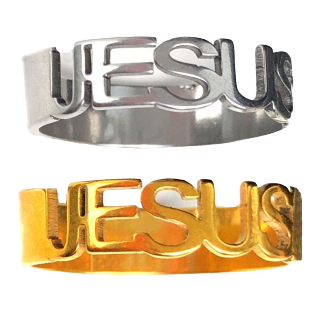 Par 2 Alianças Anel Dourado Jesus Cristão Católico Evangélico Bíblico ...