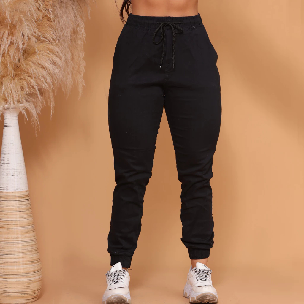 Calças Jogger Jeans Feminina Com Elástico Super Confortável Estilosa
