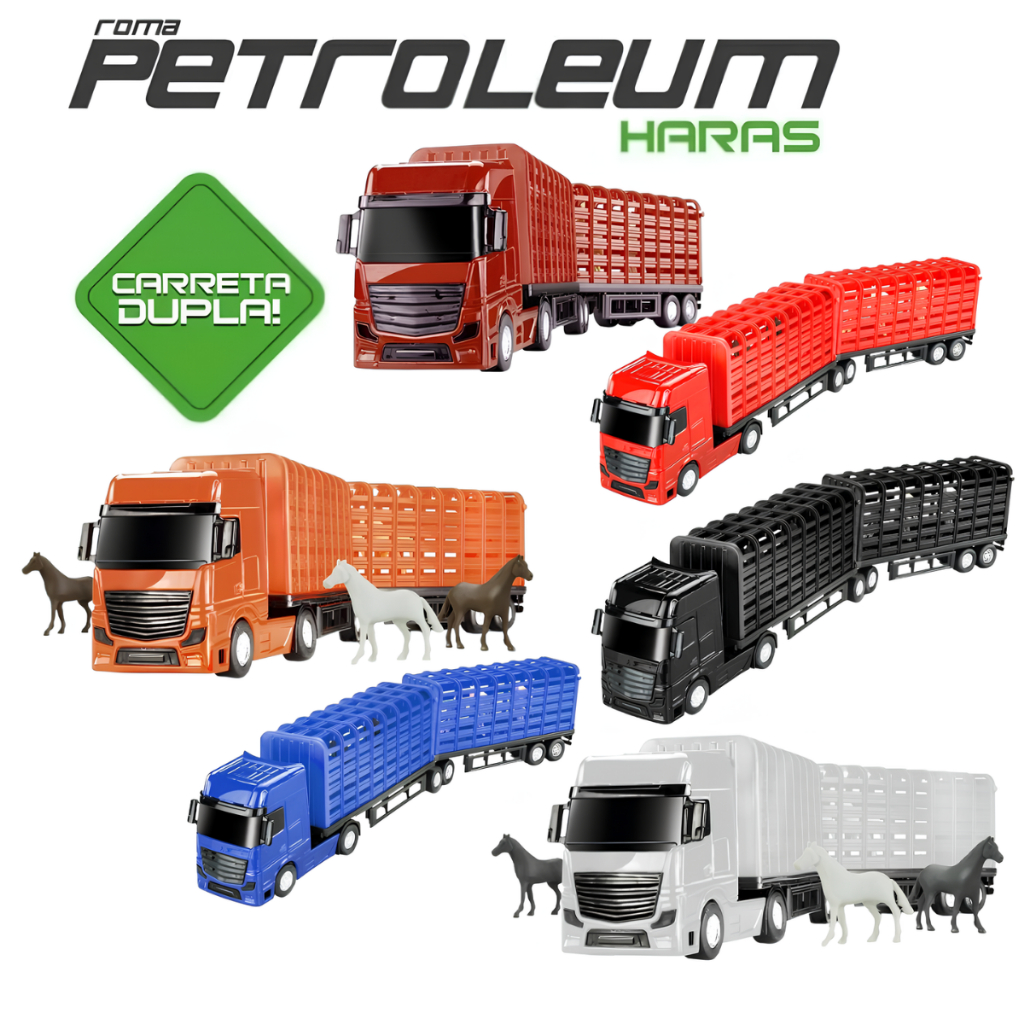 Caminhão Boiadeiro Bitrem Cavalos Roma Petroleum Haras Duplo 6 Cores ...