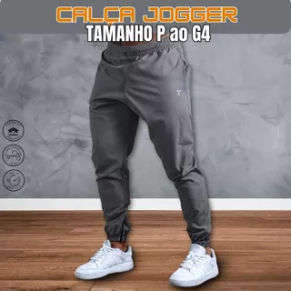 Calça Jogger P ao G4 Tactel com Elastano para Treino/Academia Esportiva Masculina Original