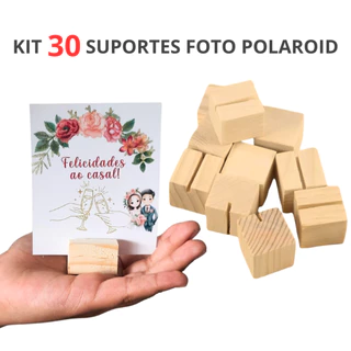 Kit 10 / 20 / 30 / 50 Mini Suporte Porta Retrato Madeira Foto Polaroid Decoração Lembrancinha Casamento Festa